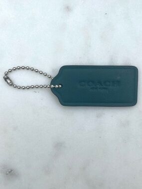 COACH Leather Hang Tag, Dark Teal Green
